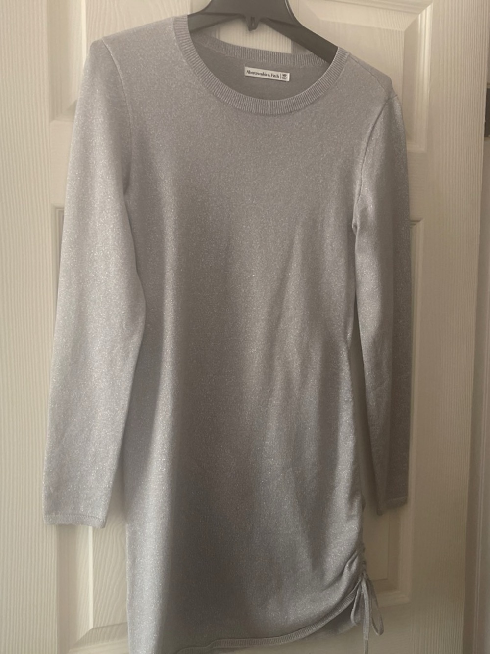 Abercrombie & Fitch Silver Glitter Crewneck Sweater Dress